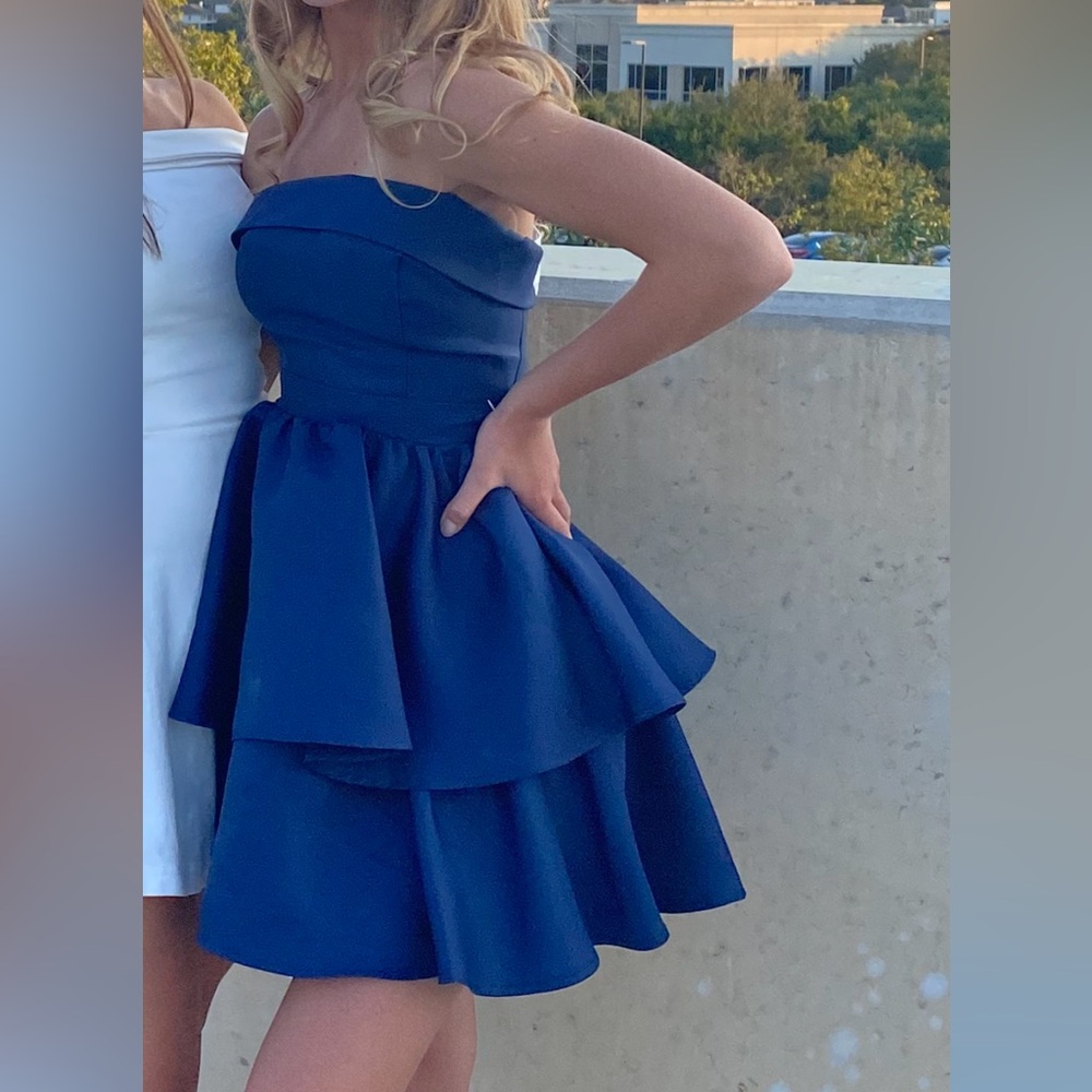 Elegant Navy Blue Women's Strapless Dress